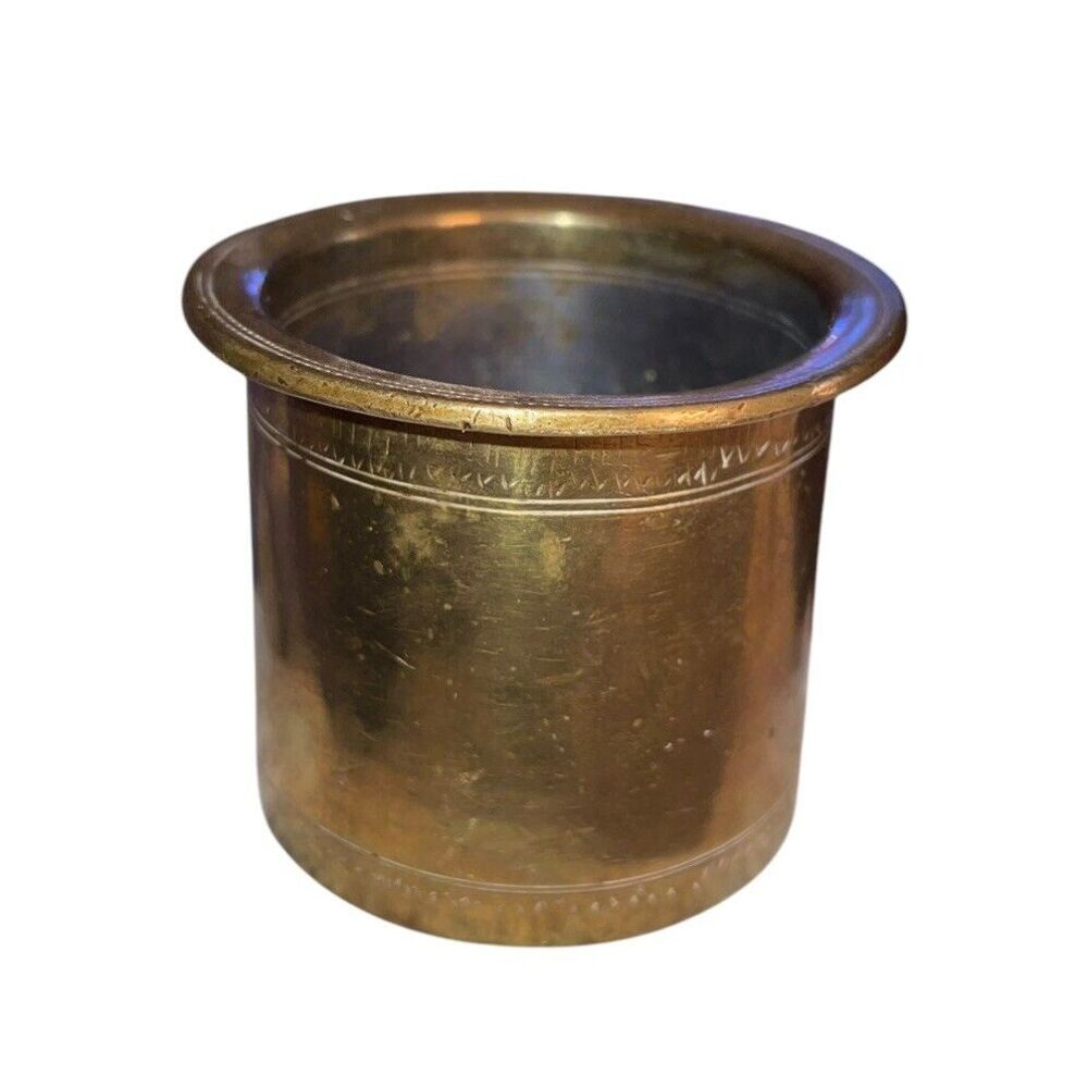 Brass Holy Water Pot Panchpatra India Religious Vessel‎ Vintage 3” Collectibles